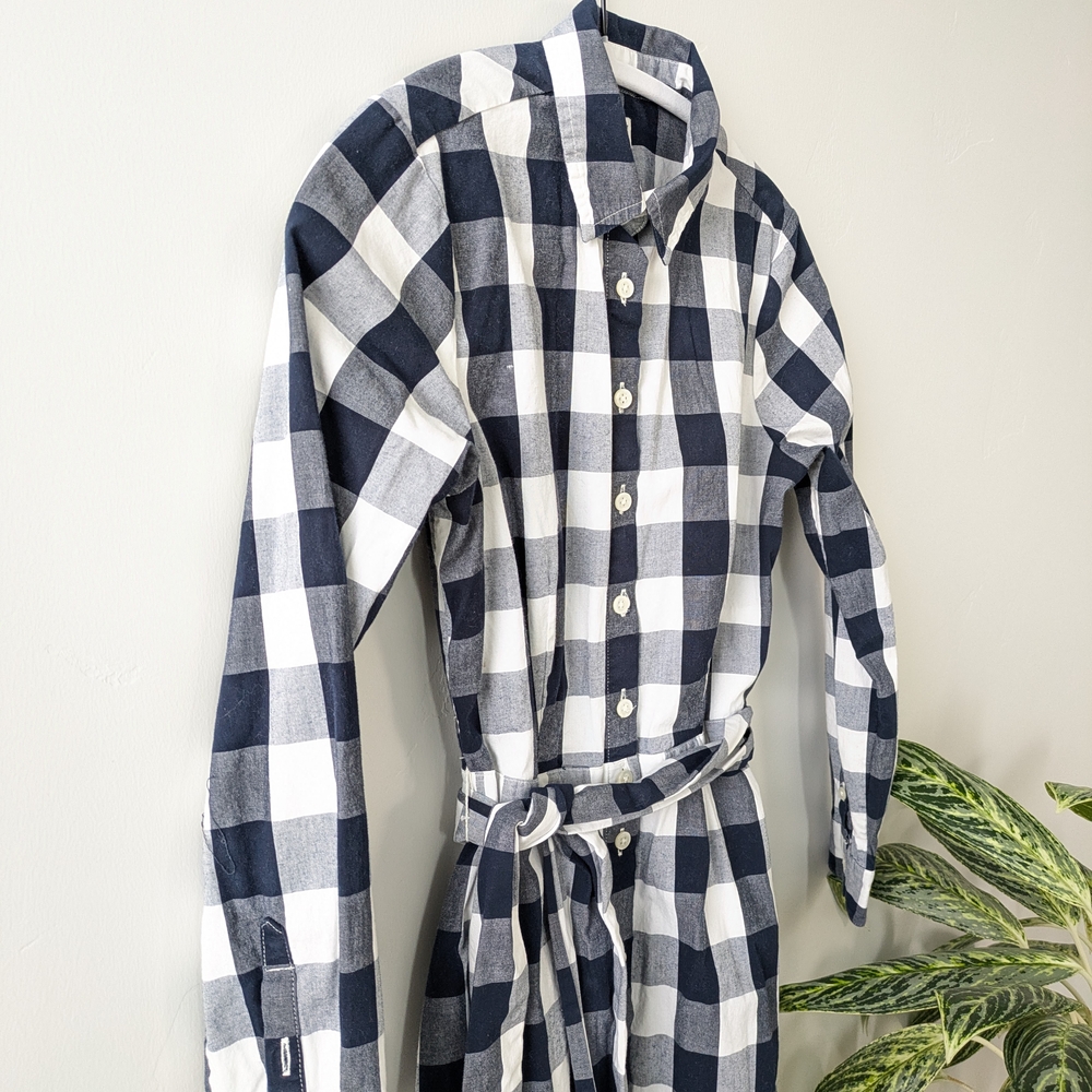 J Crew Checkered Long Sleeve Shirt Dress - Picture 4 of 7